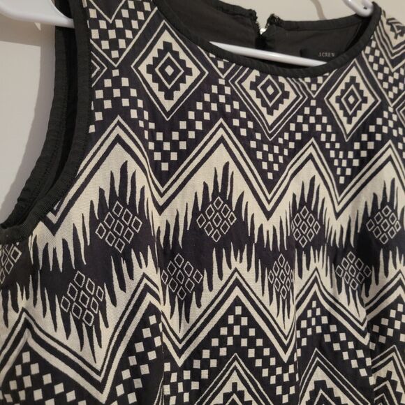 J Crew Sheath Dress Size 6 Aztec Tan Black Tribal Knee Length Boho Zig Zag - Picture 6 of 7